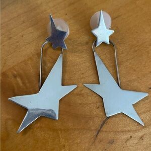 Cool hand made sterling silver star earrings